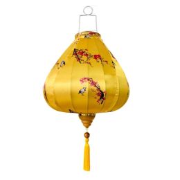 12 Inches Yellow Plum Blossom Satin Cloth Lantern Chinese Hanging Paper Lanterns Festival Decoration for Outdoor Party Wedding Garden