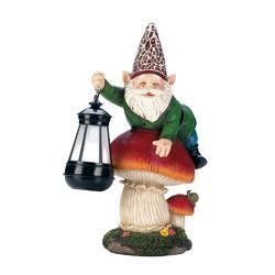 Gnome On Mushroom Solar Statue