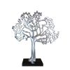 Stylish Aluminum Tree Decor with Block Base, Silver and Black