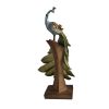 DunaWest Polystone Decorative Peacock Figurine with Block Stand, Green and Gold