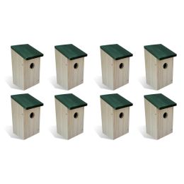 Bird Houses 8 pcs Wood 4.7'x4.7"x8.7"