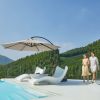 10FT Deluxe Patio Umbrella with Base,Outdoor Large Hanging Cantilever Curvy Umbrella with 360° Rotation for Pool,Garden,Deck, Lawn
