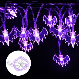 Halloween String Lights, LED Purple bats, Holiday Lights for Outdoor Decor