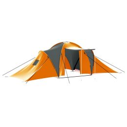 Camping Tent 9 Persons Fabric Gray and Orange