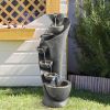 7-Tier Modern Curved Garden Backyard Pool Modern Water Fountain 39 inches High