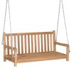 Swing Bench with Cream White Cushion 47.2" Solid Teak Wood