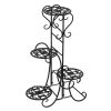 4 Potted Rounded Flower Metal Shelves Plant Pot Stand Decoration for Indoor Outdoor Garden Black RT