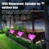 Solar Garden Lights, 7 Color Changing Solar Lights Outdoor Decorative, IP65 Waterproof Garden Lights Solar Powered, 4 Pack Solar Flower Lights, Fiber