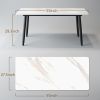 Modern Slate Dining Table, White Sintered Stone Top 55X27.5inch with Black Metal Legs,High Hardness Rectangle Dining Table
