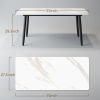 Modern Slate Dining Table, White Sintered Stone Top 55X27.5inch with Black Metal Legs,High Hardness Rectangle Dining Table