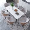 Modern Slate Dining Table, White Sintered Stone Top 55X27.5inch with Black Metal Legs,High Hardness Rectangle Dining Table