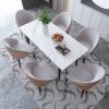 Modern Slate Dining Table, White Sintered Stone Top 55X27.5inch with Black Metal Legs,High Hardness Rectangle Dining Table