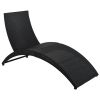 Patio Wicker Sun Lounger, PE Rattan Foldable Chaise Lounger with Removable Cushion and Bolster Pillow, Black Wicker and Beige Cushion (2 sets)