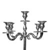 24 Inches Handcrafted 5 Arms Aluminum Candelabra in Traditional Style, Polished Silver