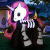 5.5 Feet Halloween Inflatables Skeleton Unicorn with Built-in LED Lights