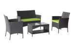 Patio outdoor rattan furniture -4 piece loveseat +2 armchair+coffie table for garden 4 PC Garden Patio Furniture