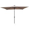 10 x 6.5t Rectangular Patio Solar LED Lighted Outdoor Umbrellas with Crank and Push Button Tilt for Garden Backyard Pool Swimming Pool