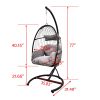 Hanging Swing Chair Outdoor Patio Wicker , PVC Rattan Swing Hammock Egg Chair with C Type Bracket , With Cushion and Pillow for Indoor,Outdoor, Gray