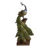 DunaWest Polystone Decorative Peacock Figurine with Block Stand, Green and Gold