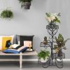 Garden Flower Stand Rack, Plant Pot&Planter Metal Holder with 4 Tiers Corner Decor Display Plant Stand Indoor Outdoor for Garden Home RT