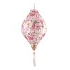 12inch Beige Peony Chinese Cloth Lantern Decorative Hanging Oval Shaped Paper Lantern Festival Outdoor Decoration