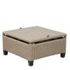 4 Piece UV-Resistant Resin Wicker Patio Sofa Set with Retractable Canopy, Cushions and Lifting Table,Brown