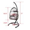 Hanging Swing Chair Outdoor Patio Wicker , PVC Rattan Swing Hammock Egg Chair with C Type Bracket , With Cushion and Pillow for Indoor,Outdoor, Gray
