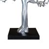 Stylish Aluminum Tree Decor with Block Base, Silver and Black