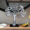 Stylish Aluminum Tree Decor with Block Base, Silver and Black