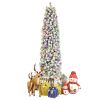 7.5ft Snow Flocked Artificial Pencil Christmas Tree Holiday Decoration