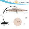10FT Deluxe Patio Umbrella with Base,Outdoor Large Hanging Cantilever Curvy Umbrella with 360° Rotation for Pool,Garden,Deck, Lawn