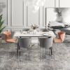 Modern Slate Dining Table, White Sintered Stone Top 55X27.5inch with Black Metal Legs,High Hardness Rectangle Dining Table