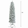 7.5ft Snow Flocked Artificial Pencil Christmas Tree Holiday Decoration