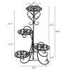 4 Potted Rounded Flower Metal Shelves Plant Pot Stand Decoration for Indoor Outdoor Garden Black RT