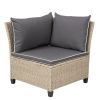 6-Piece Patio Furniture Set Outdoor Wicker Rattan Sectional Sofa with Table and Benches for Backyard, Garden, Poolside