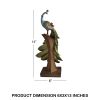 DunaWest Polystone Decorative Peacock Figurine with Block Stand, Green and Gold