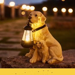 LED Solar Light Dog Lantern Sculpture Resin Craft Ornament Home Porch Decor Garden Solar Powered LED Light Dog Statues (style: Labrador)