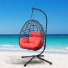 {Only Pick Up} Foldable Hanging Chair, Wicker Egg Chair With Stand For Outside, 300 LBS Capacity (Grey or Red)