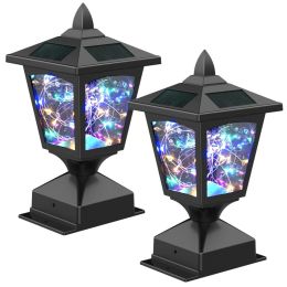 Garden & Patio Landscape Decoration Lighting Solar Post Lights 2 Pcs Set (Lighting Color: Blue-Violet, Main Material: Plastic)