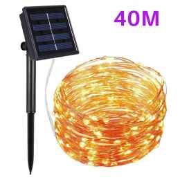 200-400LED 20M-40M Solar Power Fairy String Lights Party Xmas Decor Garden Outdoor Lamp (Light Color: Warm White, Length: 40M)