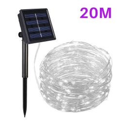 200-400LED 20M-40M Solar Power Fairy String Lights Party Xmas Decor Garden Outdoor Lamp (Light Color: Cool White, Length: 20M)