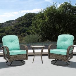 3pcs Outdoor Furniture Modern Wicker set (Color: Blue)