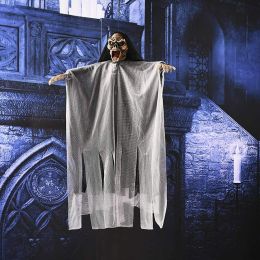 Halloween Ghost Hanging Decorations Home Skull Props Scary Creepy Voice Control  YJ (Color: as pic)