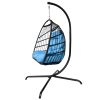 Swing Egg Chair with Stand Indoor Outdoor Wicker Rattan Patio Basket Hanging Chair with C Type bracket , with cushion and pillow(Banned from selling o