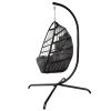 Swing Egg Chair with Stand Indoor Outdoor Wicker Rattan Patio Basket Hanging Chair with C Type bracket , with cushion and pillow(Banned from selling o