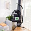 Swing Egg Chair with Stand Indoor Outdoor Wicker Rattan Patio Basket Hanging Chair with C Type bracket , with cushion and pillow(Banned from selling o