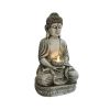 Meditating Sitting Buddha Solar Lights Outdoor Garden Patio Statue Light Decor