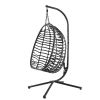 {Only Pick Up} Foldable Hanging Chair, Wicker Egg Chair With Stand For Outside, 300 LBS Capacity (Grey or Red)