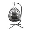 {Only Pick Up} Foldable Hanging Chair, Wicker Egg Chair With Stand For Outside, 300 LBS Capacity (Grey or Red)