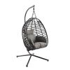 {Only Pick Up} Foldable Hanging Chair, Wicker Egg Chair With Stand For Outside, 300 LBS Capacity (Grey or Red)